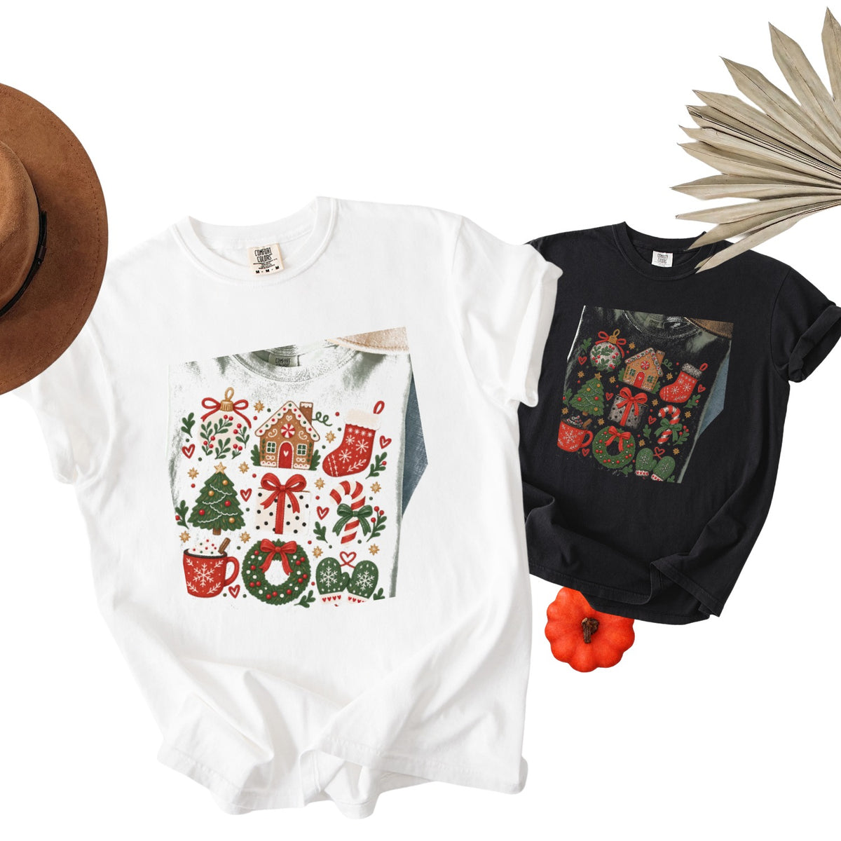 Cozy Folk Christmas Icons Comfort Colors T-Shirt 1