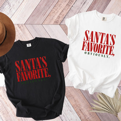 Santa's Favorite Holiday Graphic Gildan Sweatshirt / Comfort Colors T-Shirt 1