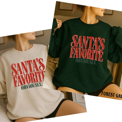 Santa's Favorite Retro Holiday Gildan 18000 Crewneck Sweatshirt 1