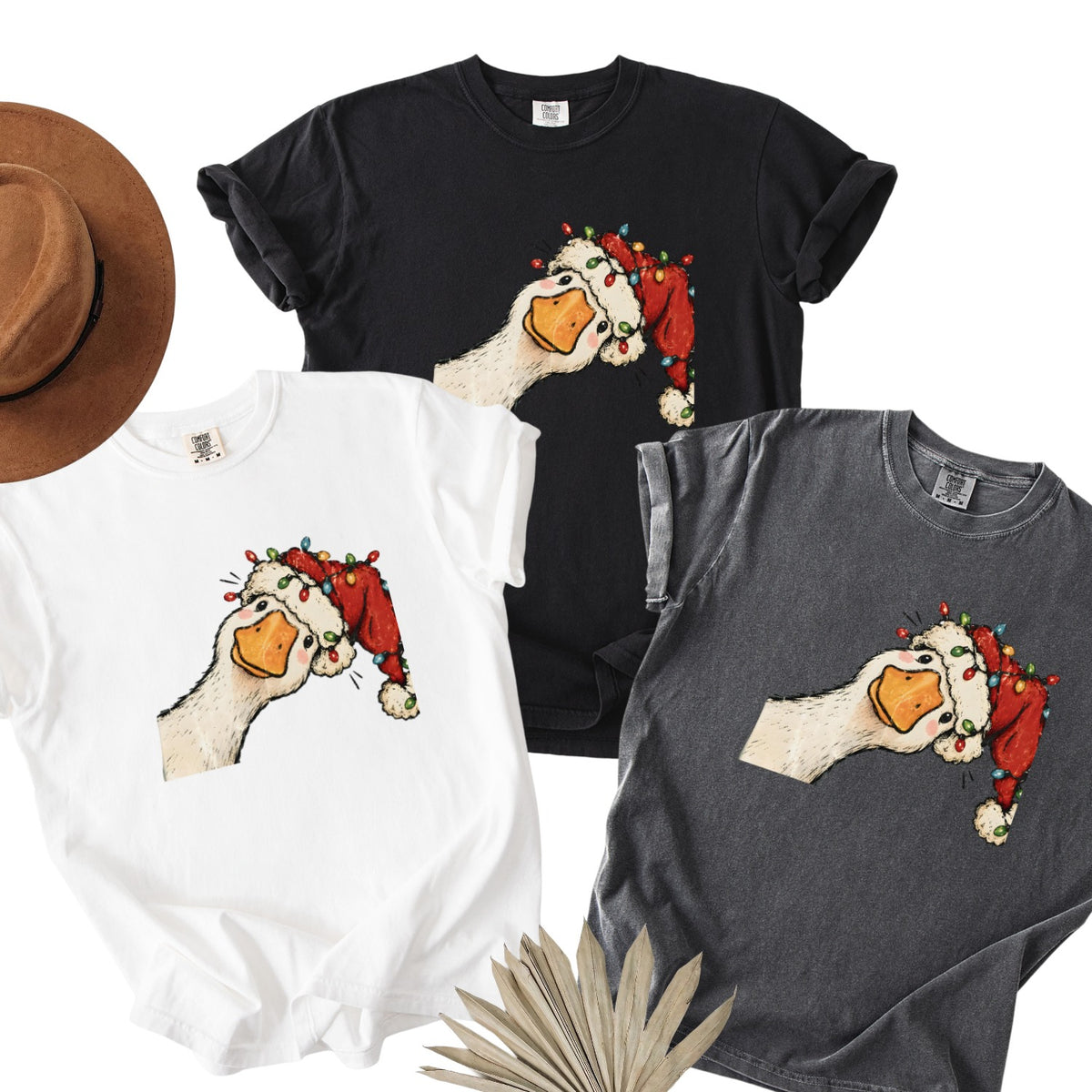 Jolly Christmas Goose Comfort Colors T-Shirt 1