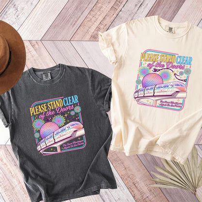 Please Stand Clear Of The Doors Retro Monorail Comfort Colors T-Shirt 2