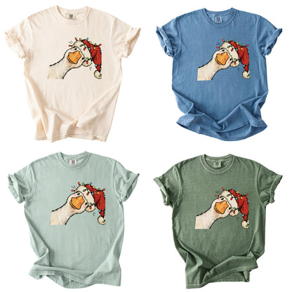 Jolly Christmas Goose Comfort Colors T-Shirt 2