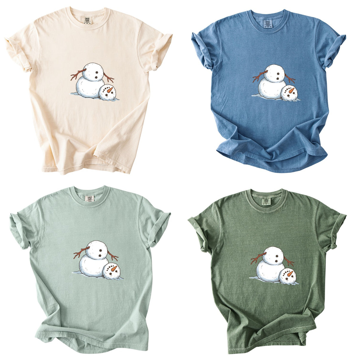 It's Fine I'm Fine Snowman Comfort Colors T-Shirt And Gildan Sweatshirt 2