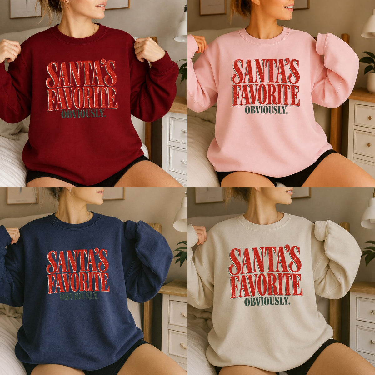 Santa's Favorite Retro Holiday Gildan 18000 Crewneck Sweatshirt 2