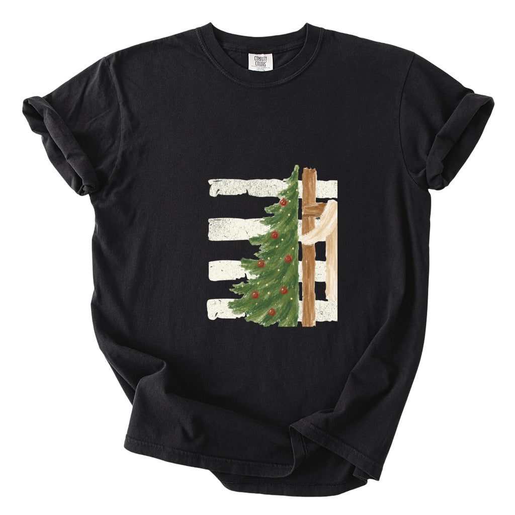 Christmas Tree Cross Design Comfort Colors T-Shirt & Gildan Sweatshirt 3