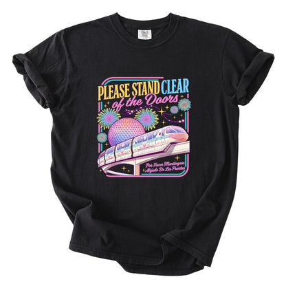 Please Stand Clear Of The Doors Retro Monorail Comfort Colors T-Shirt 3