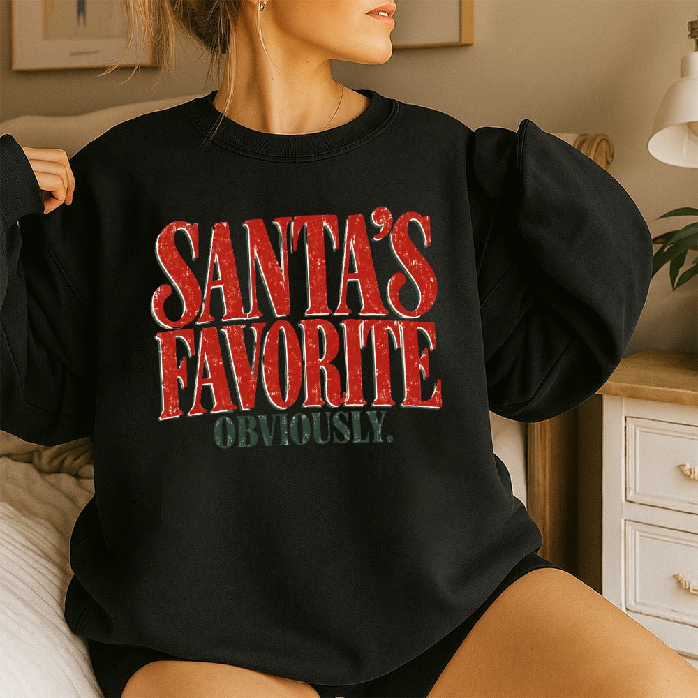 Santa's Favorite Retro Holiday Gildan 18000 Crewneck Sweatshirt 3
