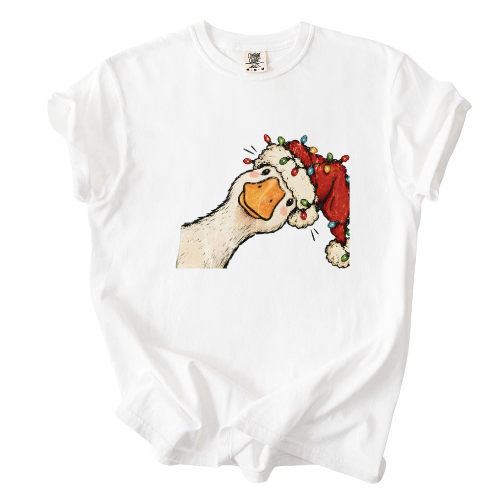 Jolly Christmas Goose Comfort Colors T-Shirt 4