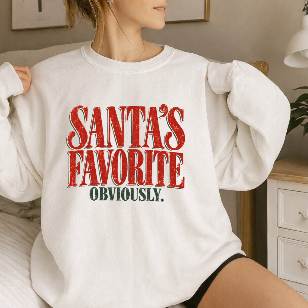 Santa's Favorite Retro Holiday Gildan 18000 Crewneck Sweatshirt 4