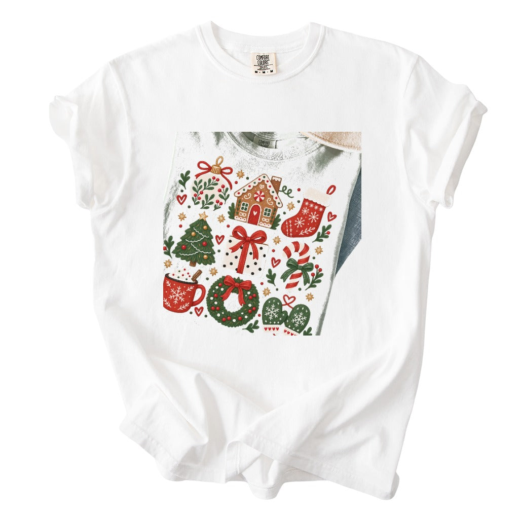 Cozy Folk Christmas Icons Comfort Colors T-Shirt 4