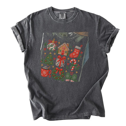 Cozy Folk Christmas Icons Comfort Colors T-Shirt 5