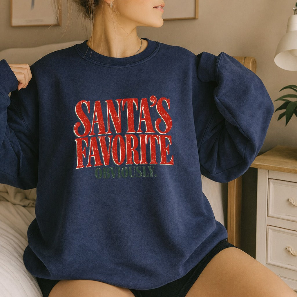 Santa's Favorite Retro Holiday Gildan 18000 Crewneck Sweatshirt 5