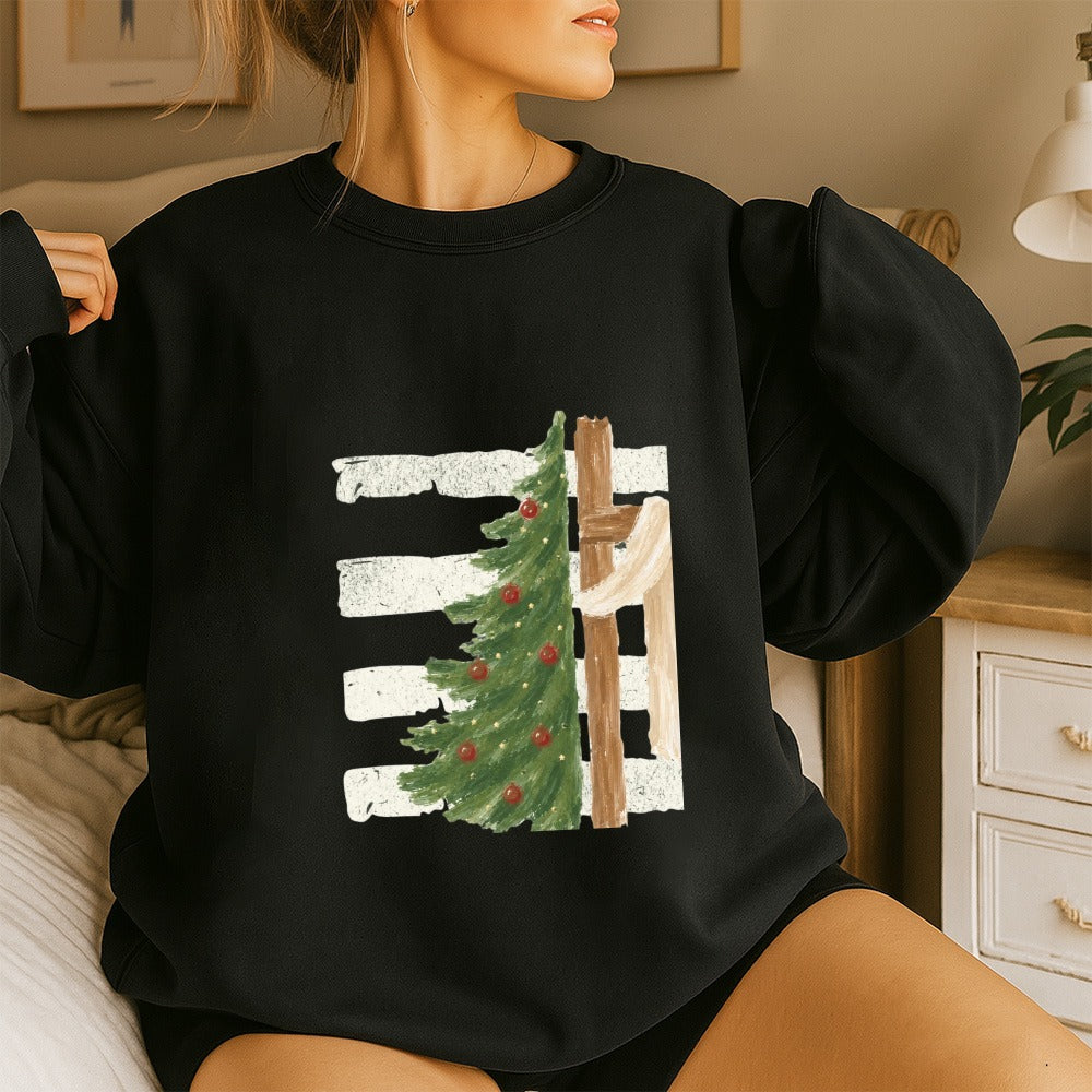 Christmas Tree Cross Design Comfort Colors T-Shirt & Gildan Sweatshirt 5