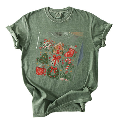 Cozy Folk Christmas Icons Comfort Colors T-Shirt 7