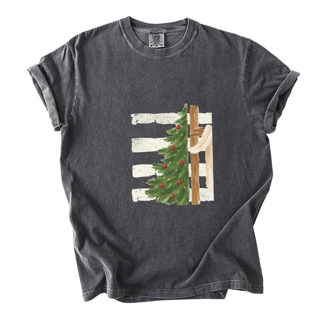 Christmas Tree Cross Design Comfort Colors T-Shirt & Gildan Sweatshirt 7
