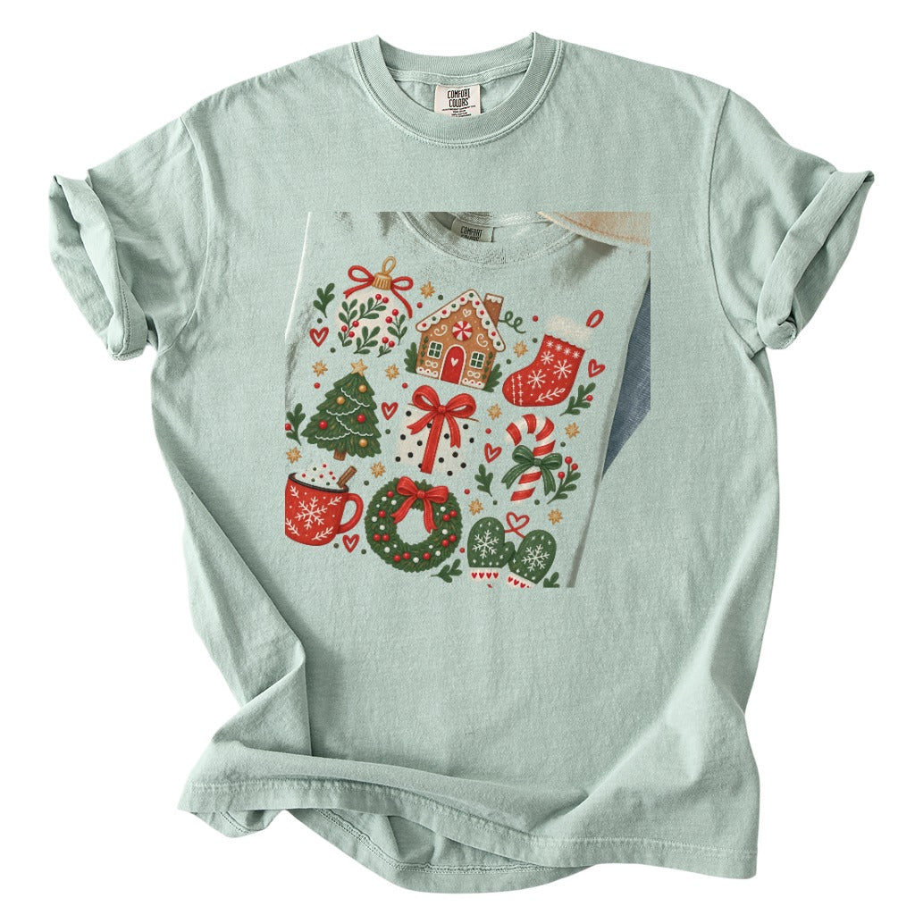Cozy Folk Christmas Icons Comfort Colors T-Shirt 8