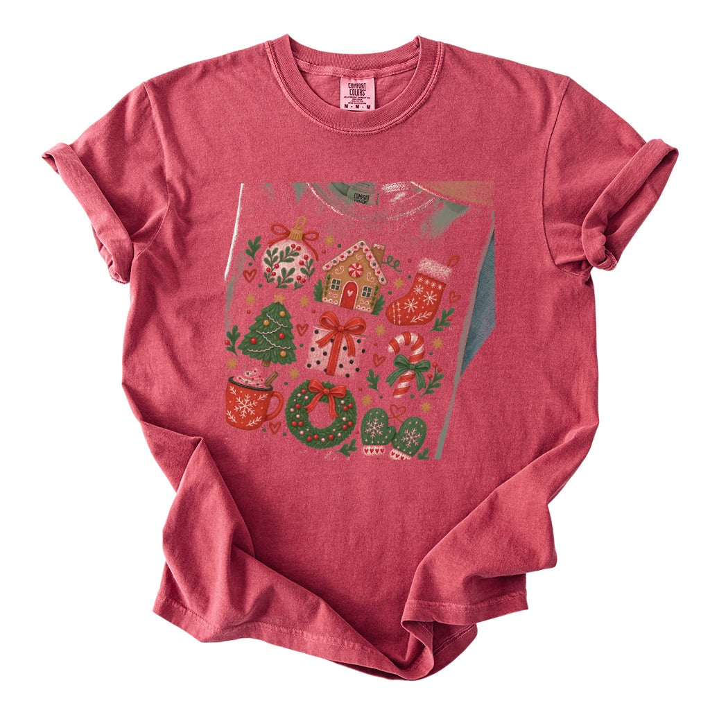 Cozy Folk Christmas Icons Comfort Colors T-Shirt 9