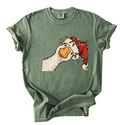 Jolly Christmas Goose Comfort Colors T-Shirt 9