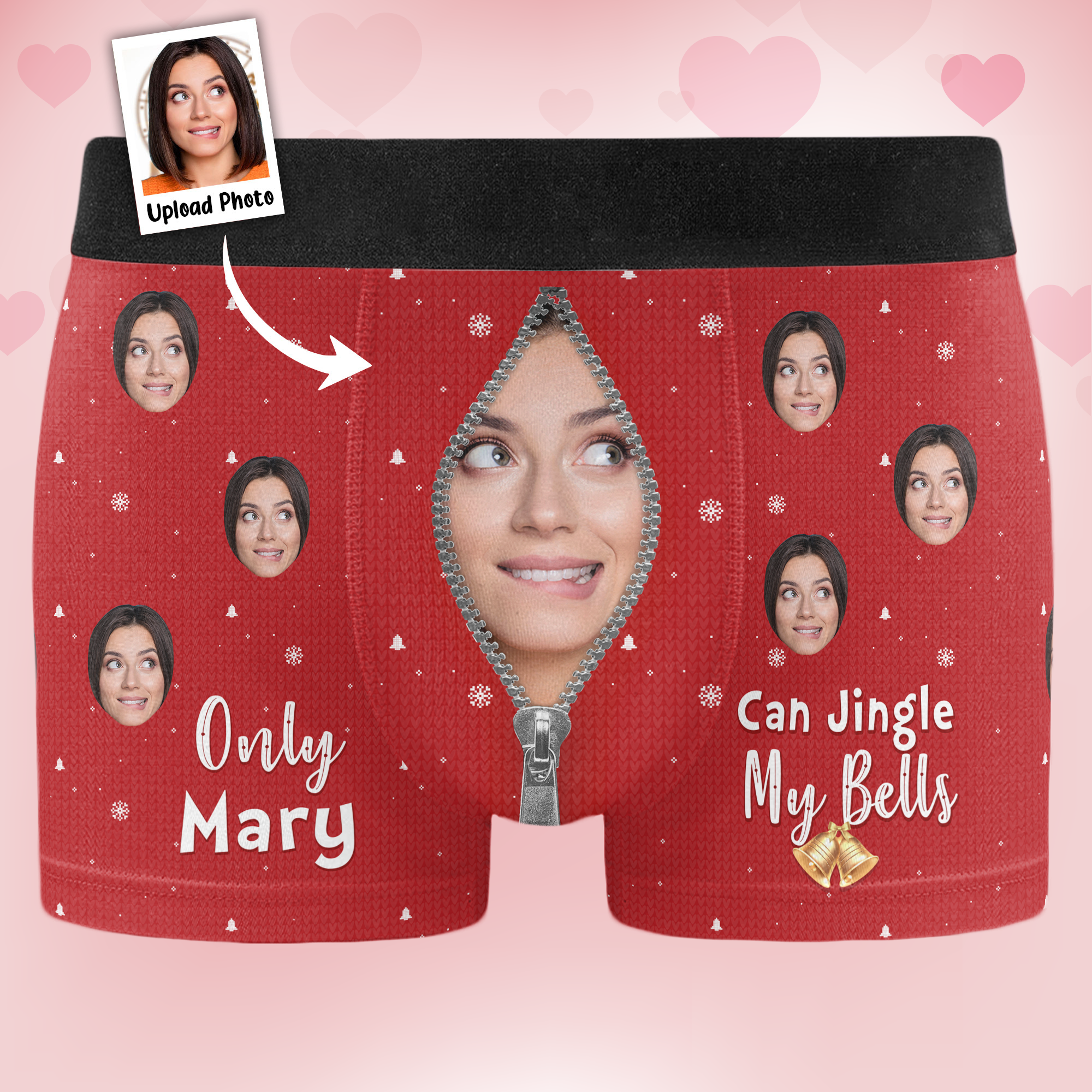 Personalized Photo Men's Boxer Briefs – Only Wife Can Jingle My Bells