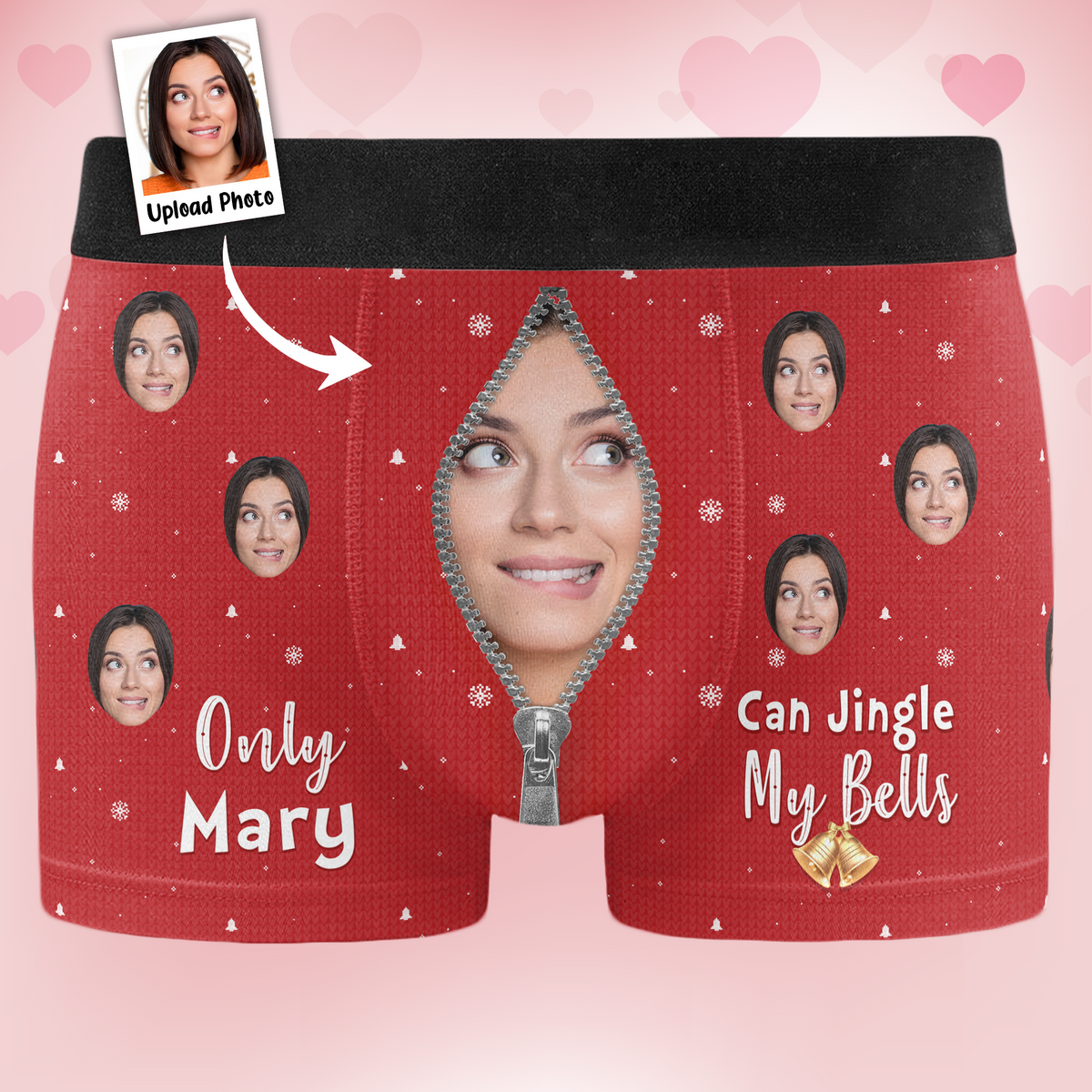 Personalized Photo Men's Boxer Briefs – Only Wife Can Jingle My Bells