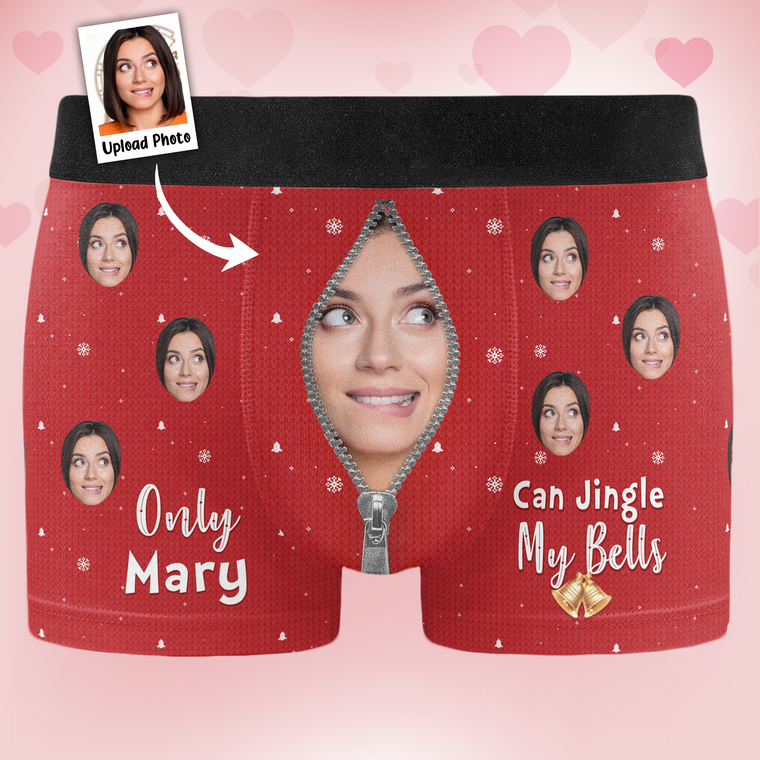 Personalized Photo Men's Boxer Briefs – Only Wife Can Jingle My Bells