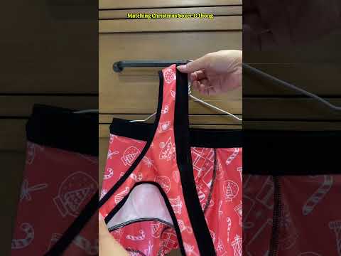Matching underwear Red White Christmas for couples boxer & thong set