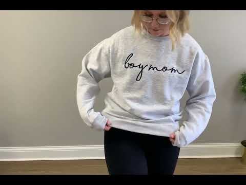 Boy Mom Embroidered Sweatshirt - Unisex Crewneck Pullover for Busy and Comfy Mom Life | Mother's Day Gift