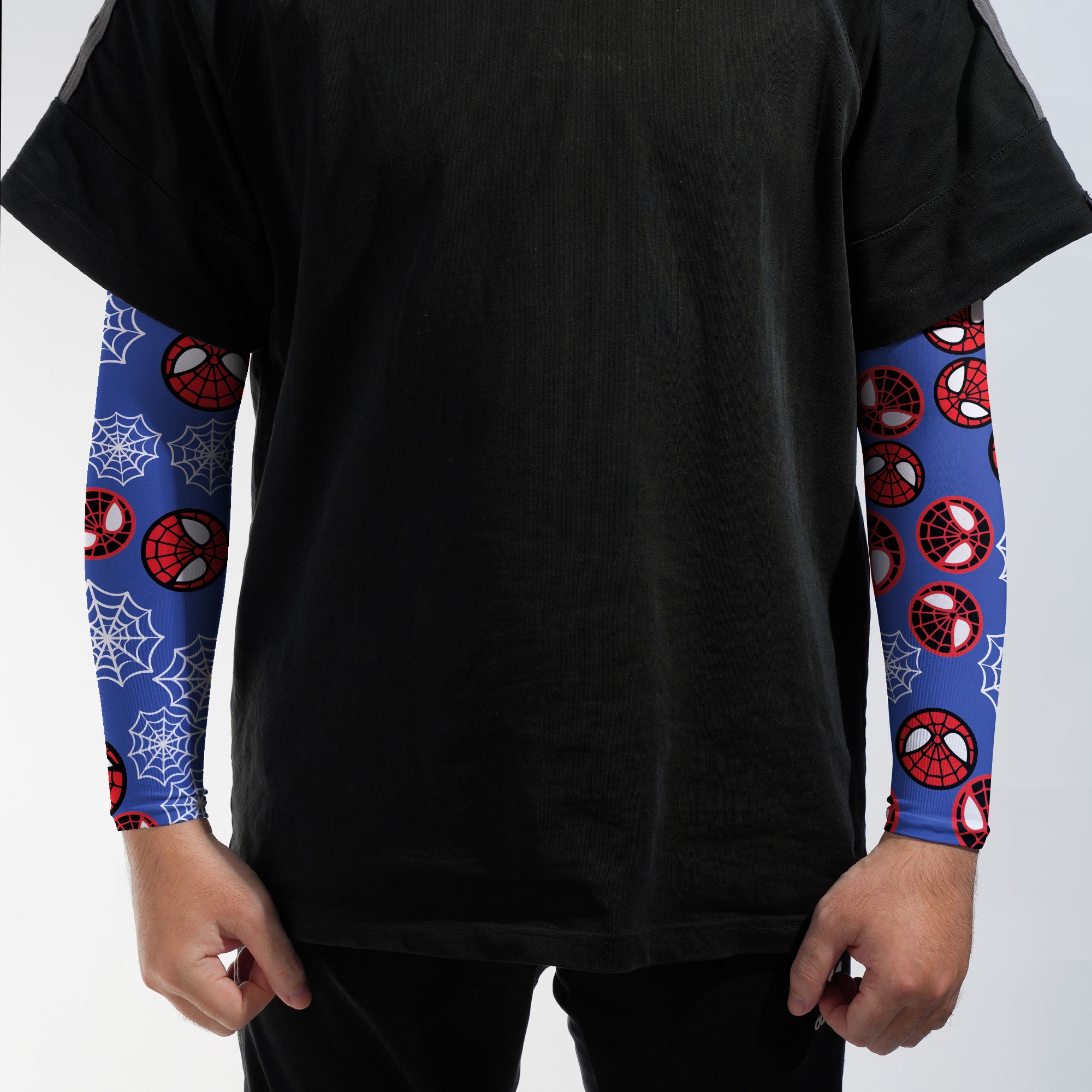 Arm Sleeves Spider Circle Web Blue