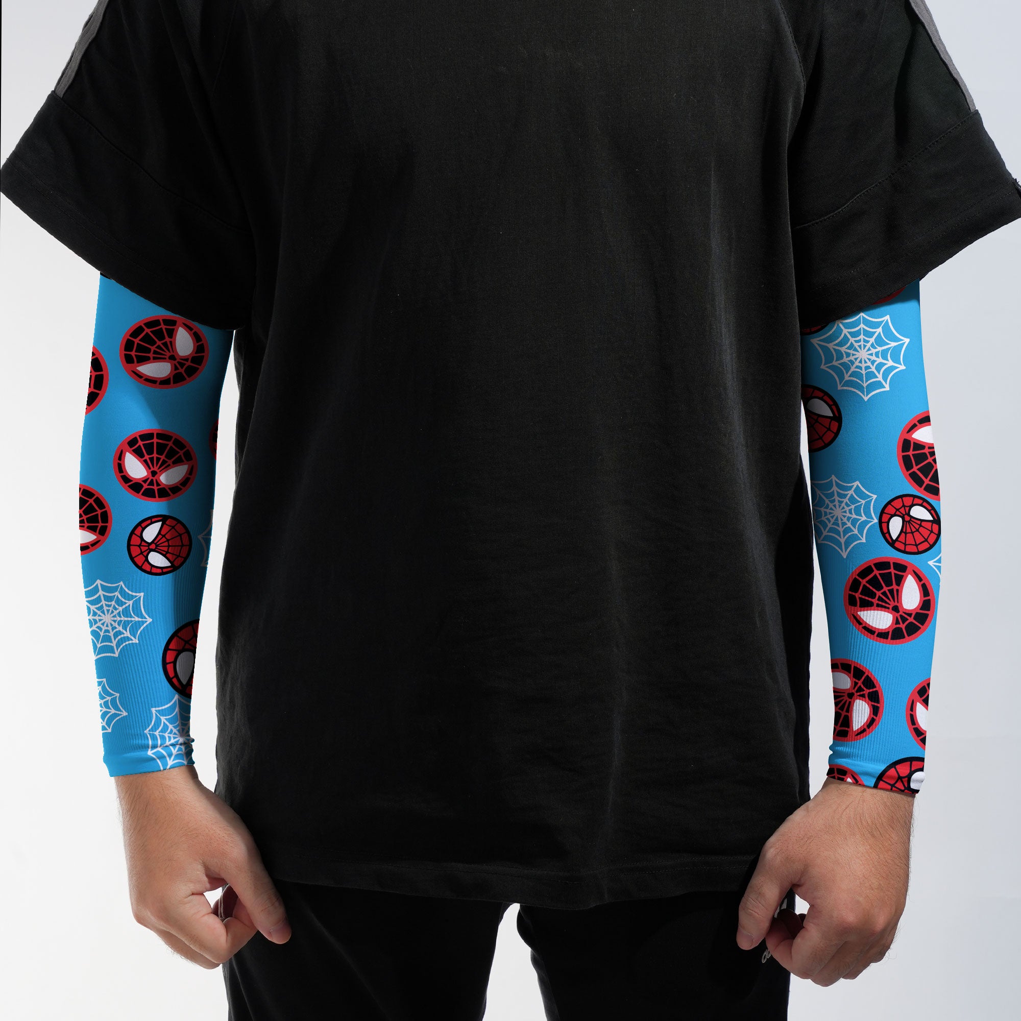 Arm Sleeves Spider Circle Web Cyan