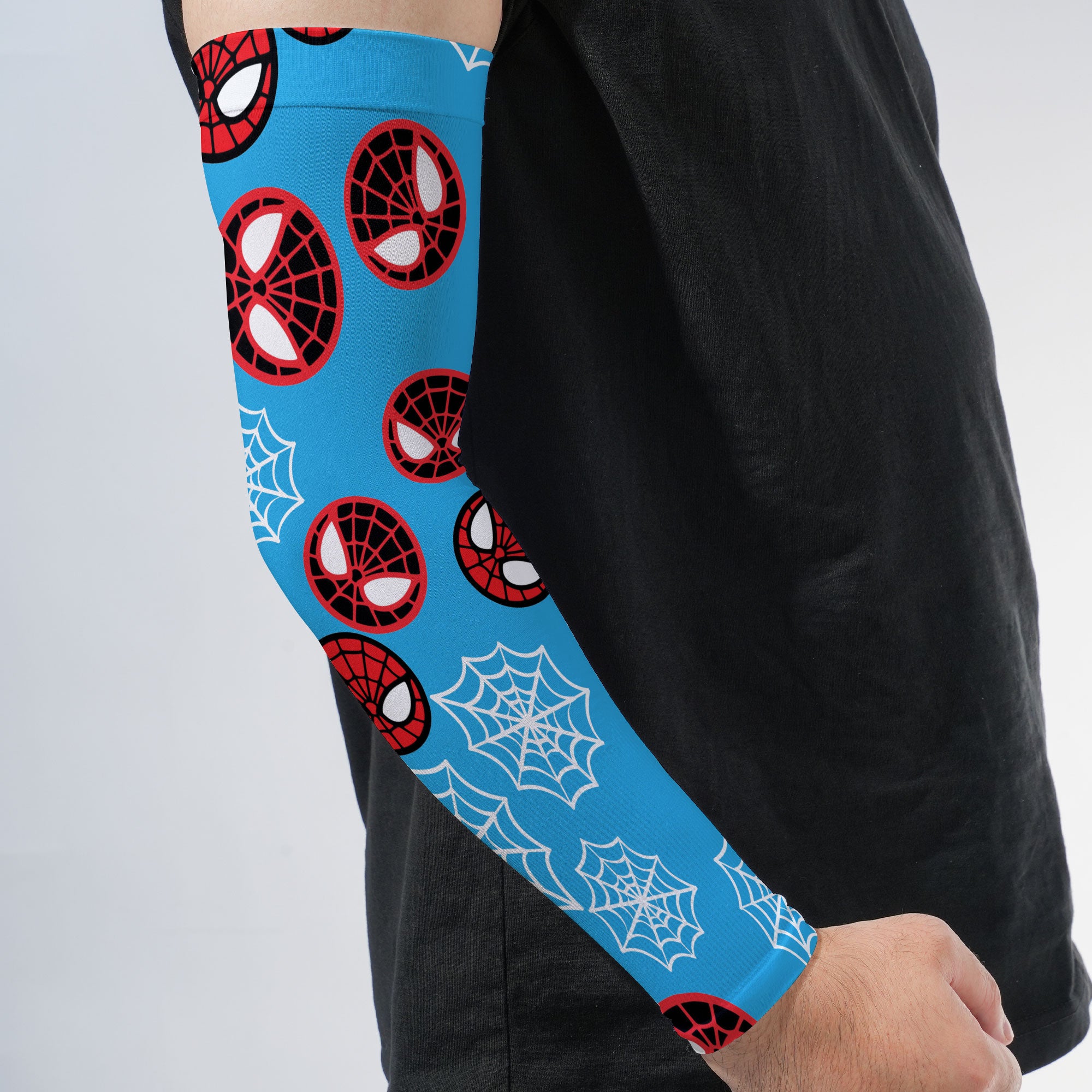 Arm Sleeves Spider Circle Web Cyan