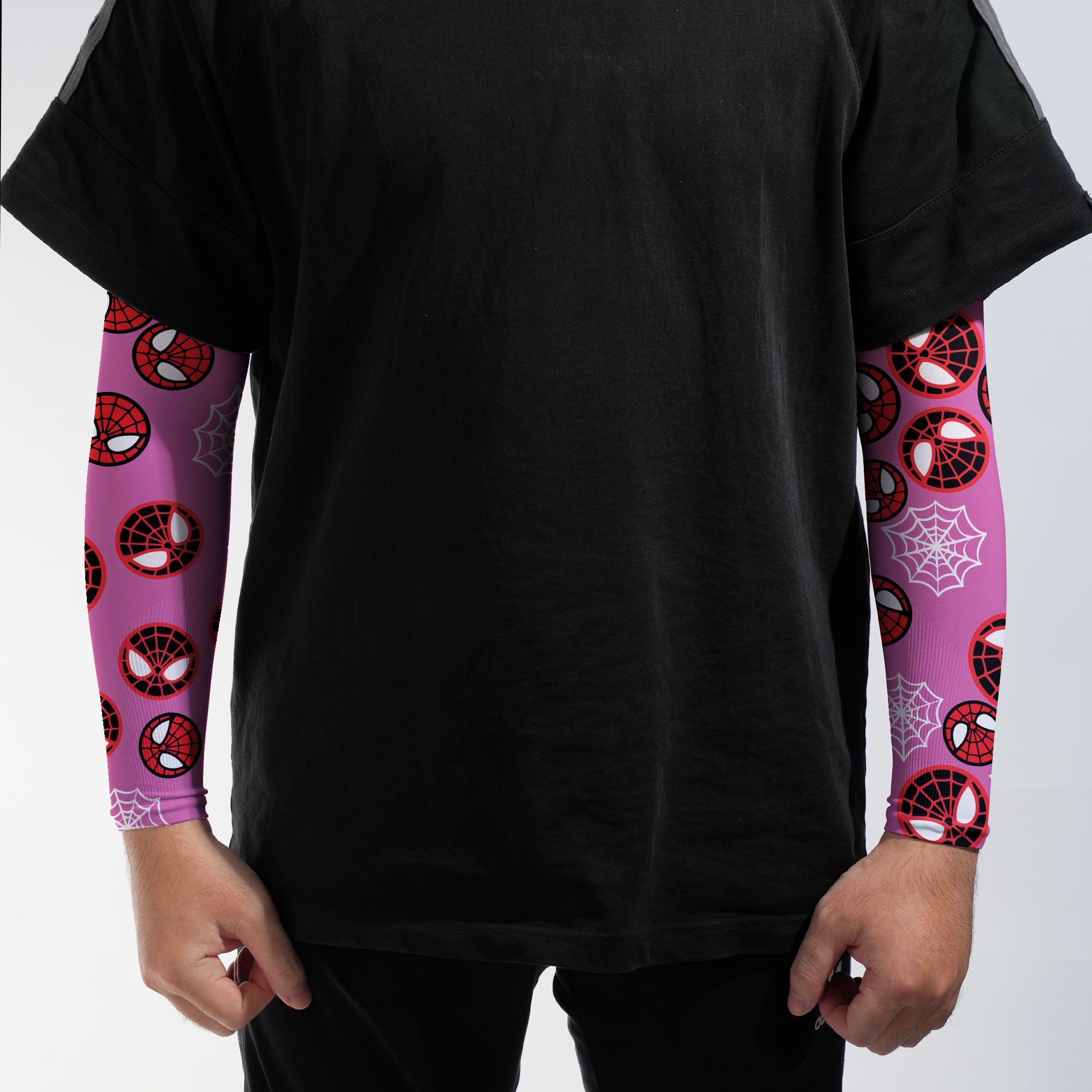 Arm Sleeves Spider Circle Web Pink