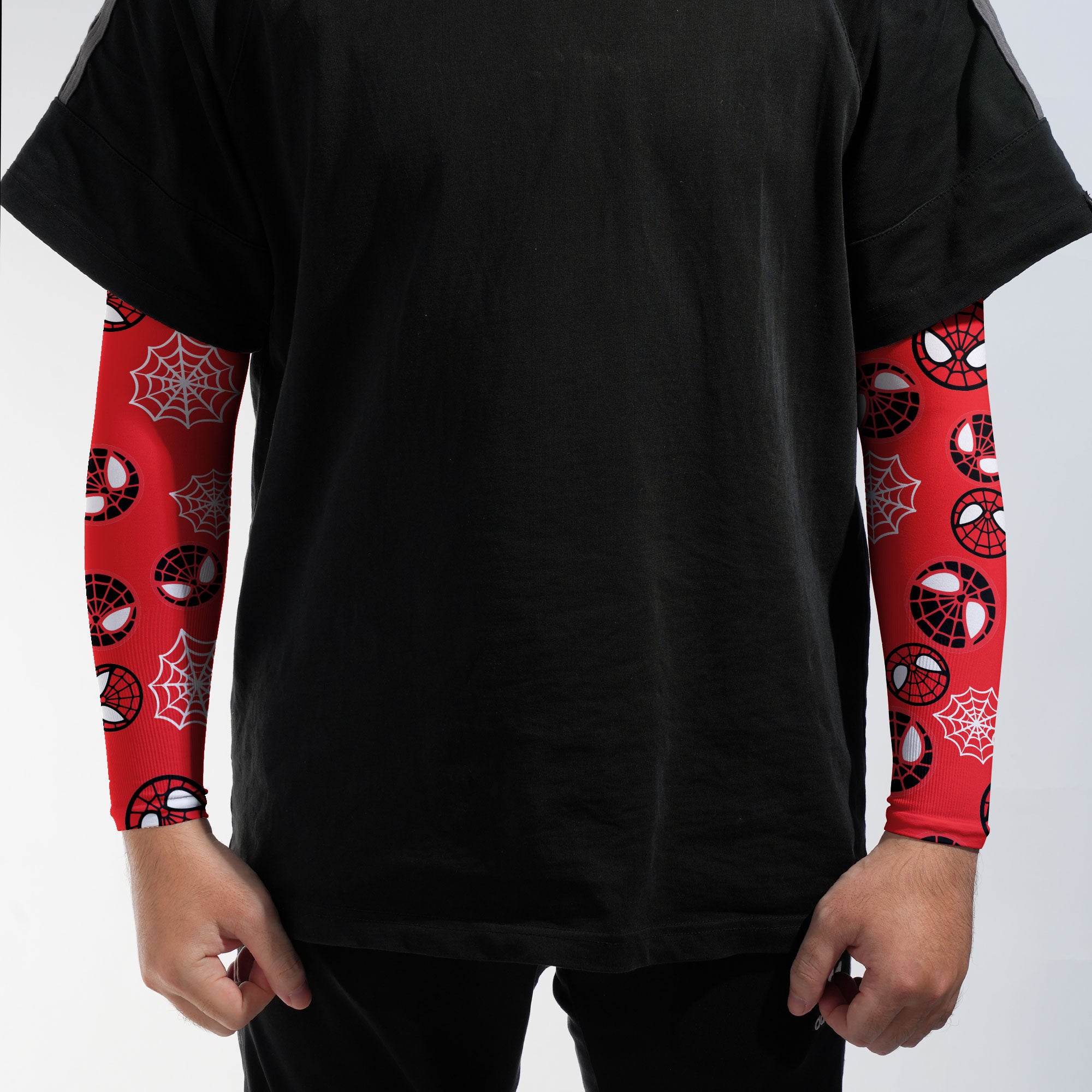 Arm Sleeves Spider Circle Web Red