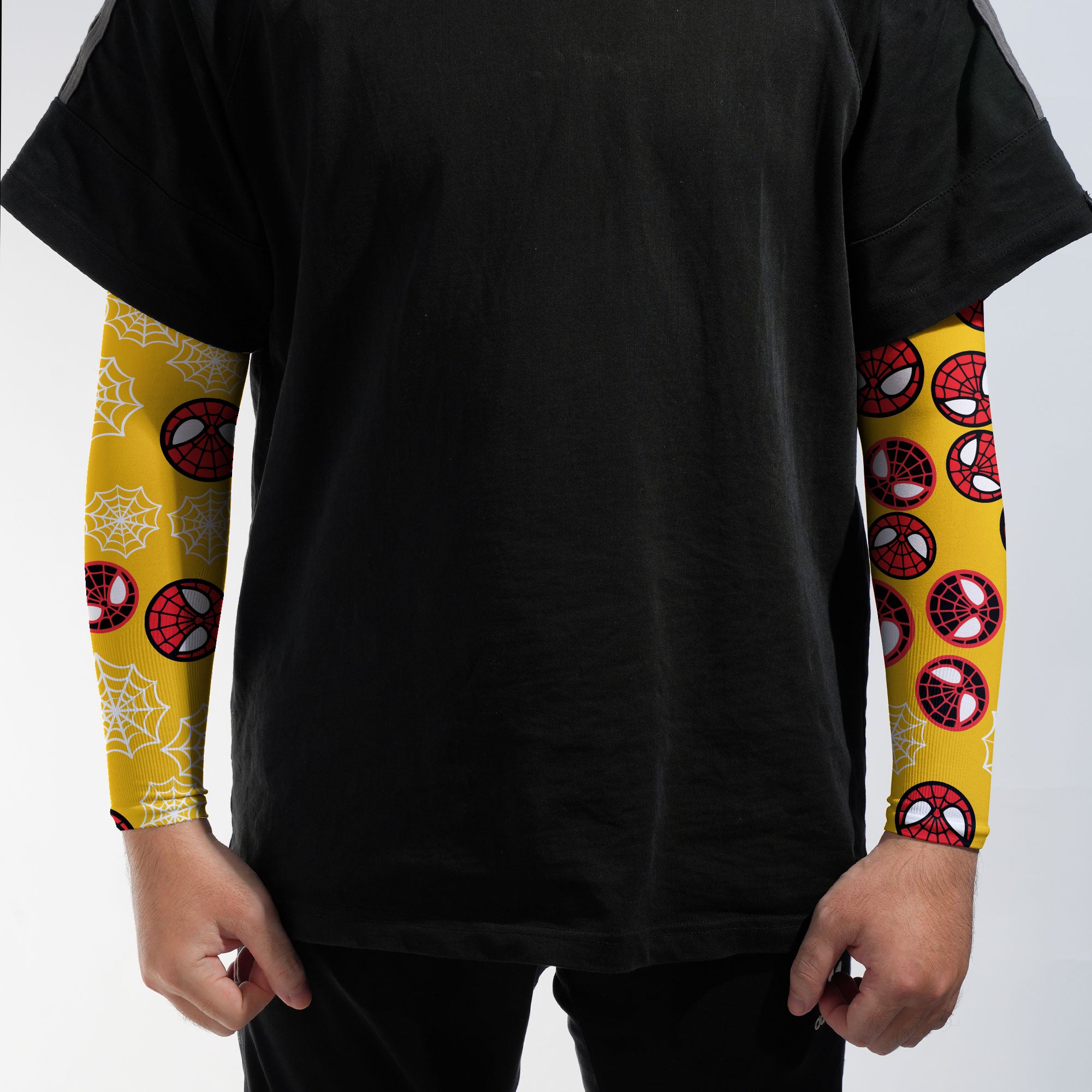 Arm Sleeves Spider Circle Web Yellow