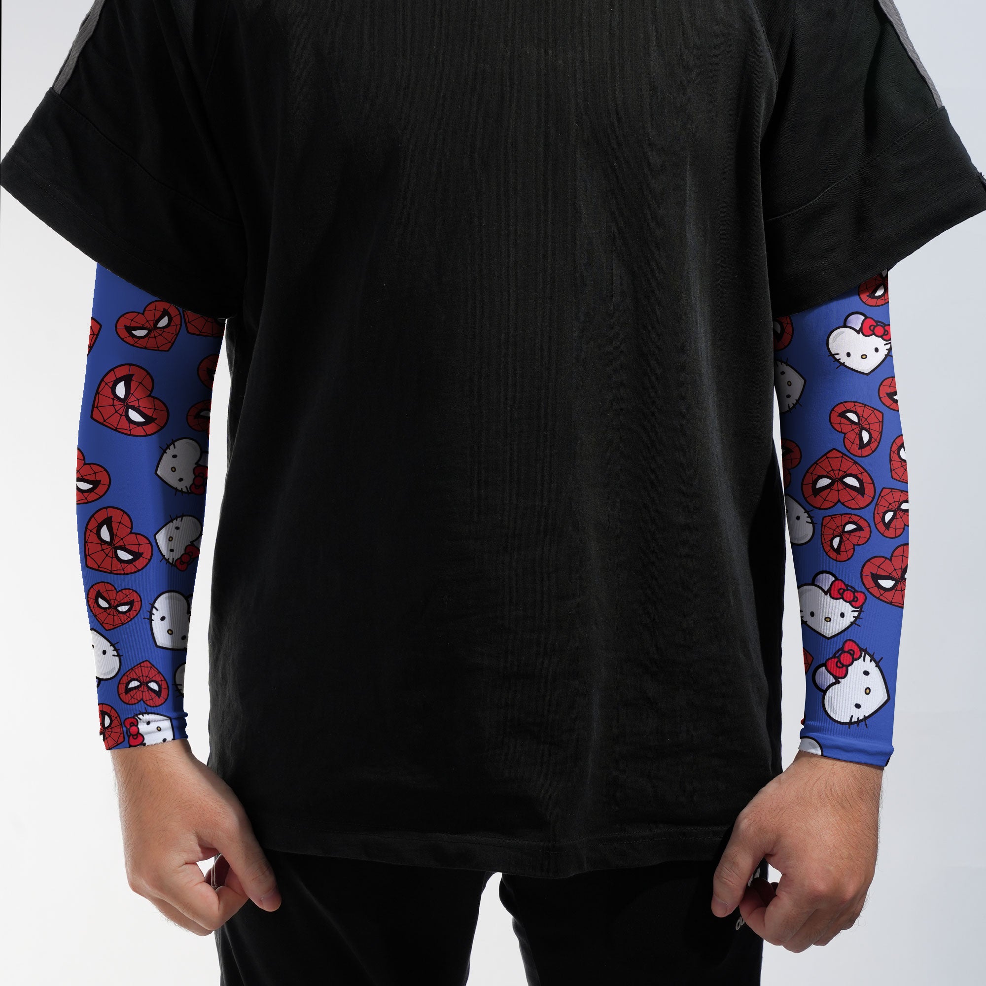 Arm Sleeves Spider Kitty Double Hearts Blue