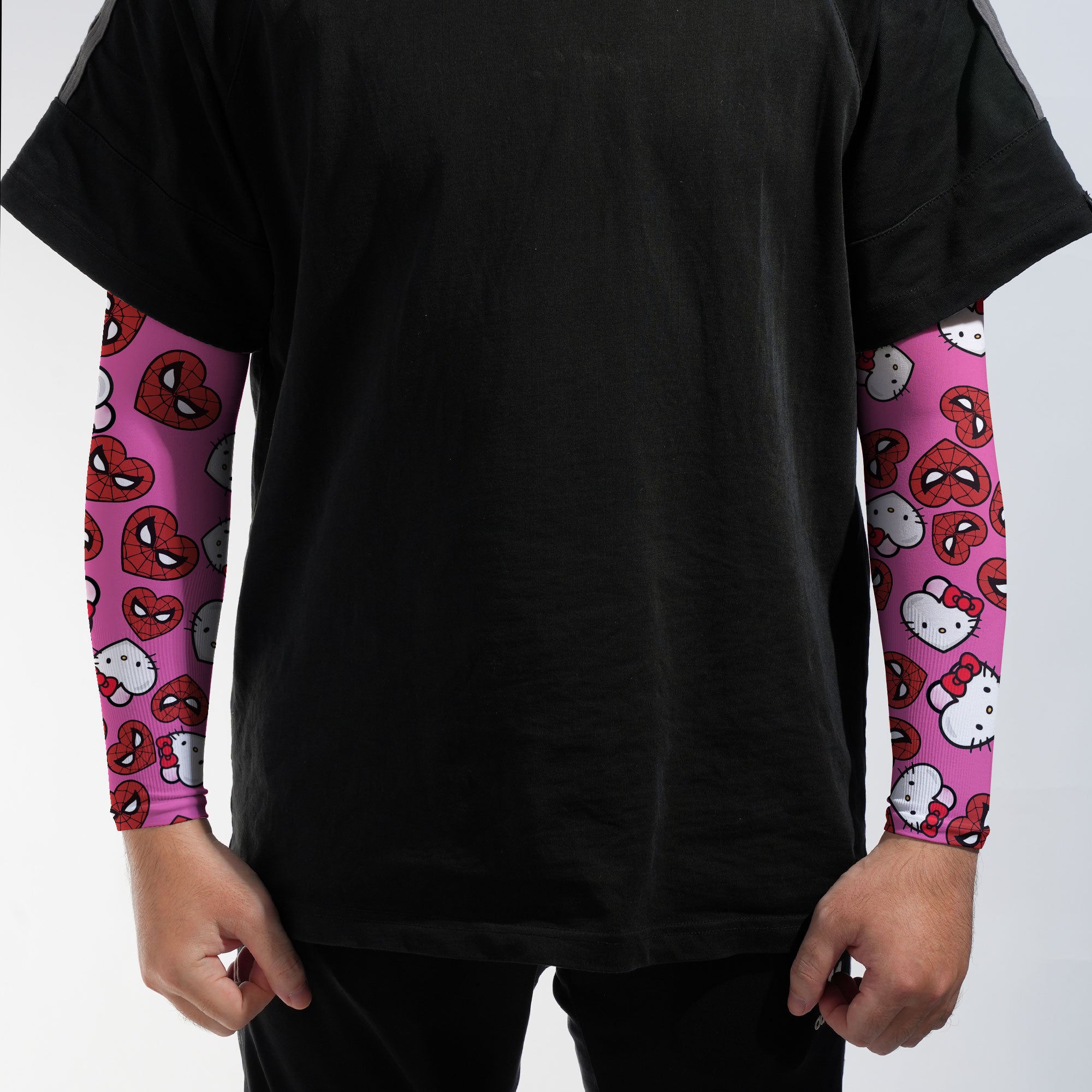 Arm Sleeves Spider Kitty Double Hearts Pink