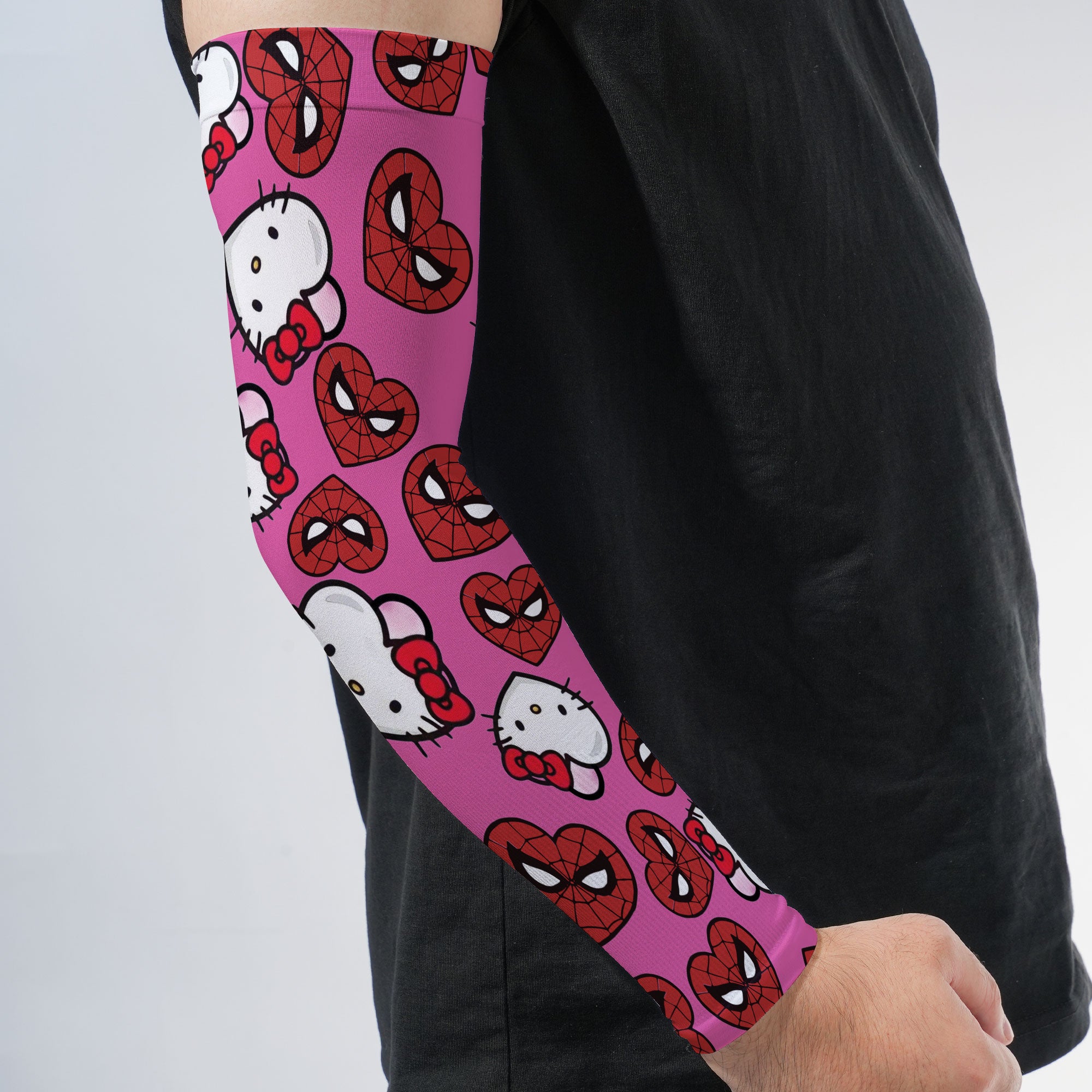 Arm Sleeves Spider Kitty Double Hearts Pink