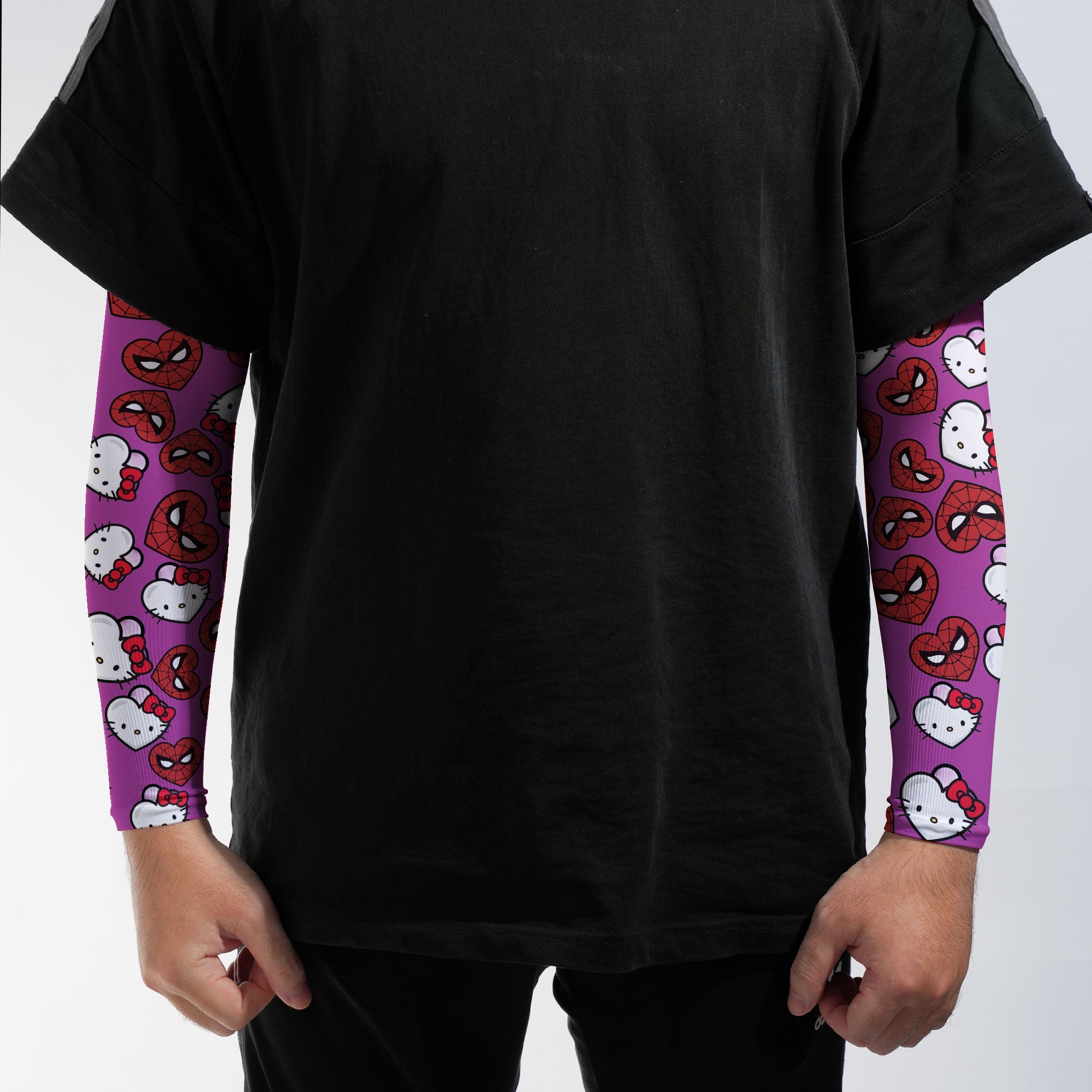 Arm Sleeves Spider Kitty Double Hearts Purple