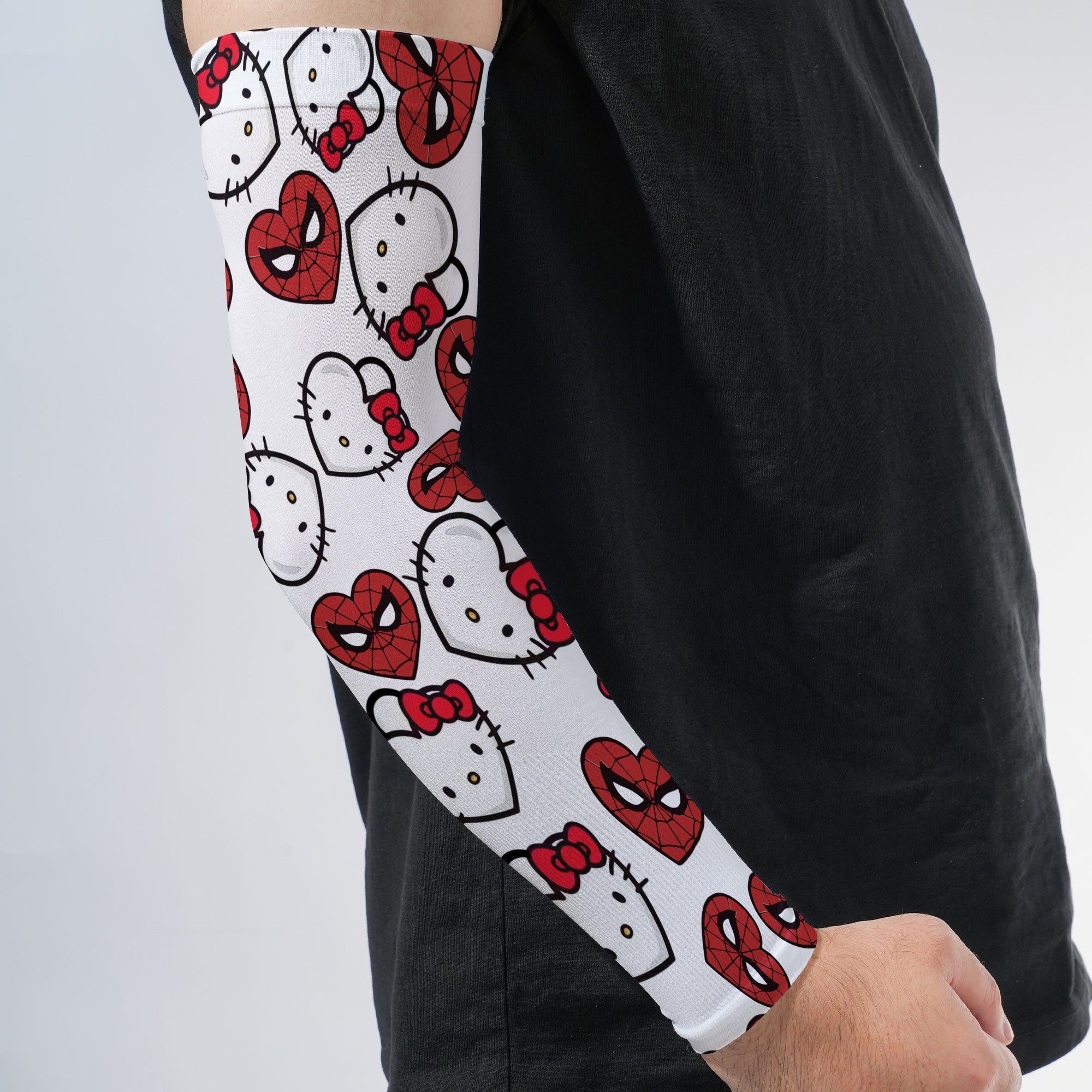 Arm Sleeves Spider Kitty Double Hearts White