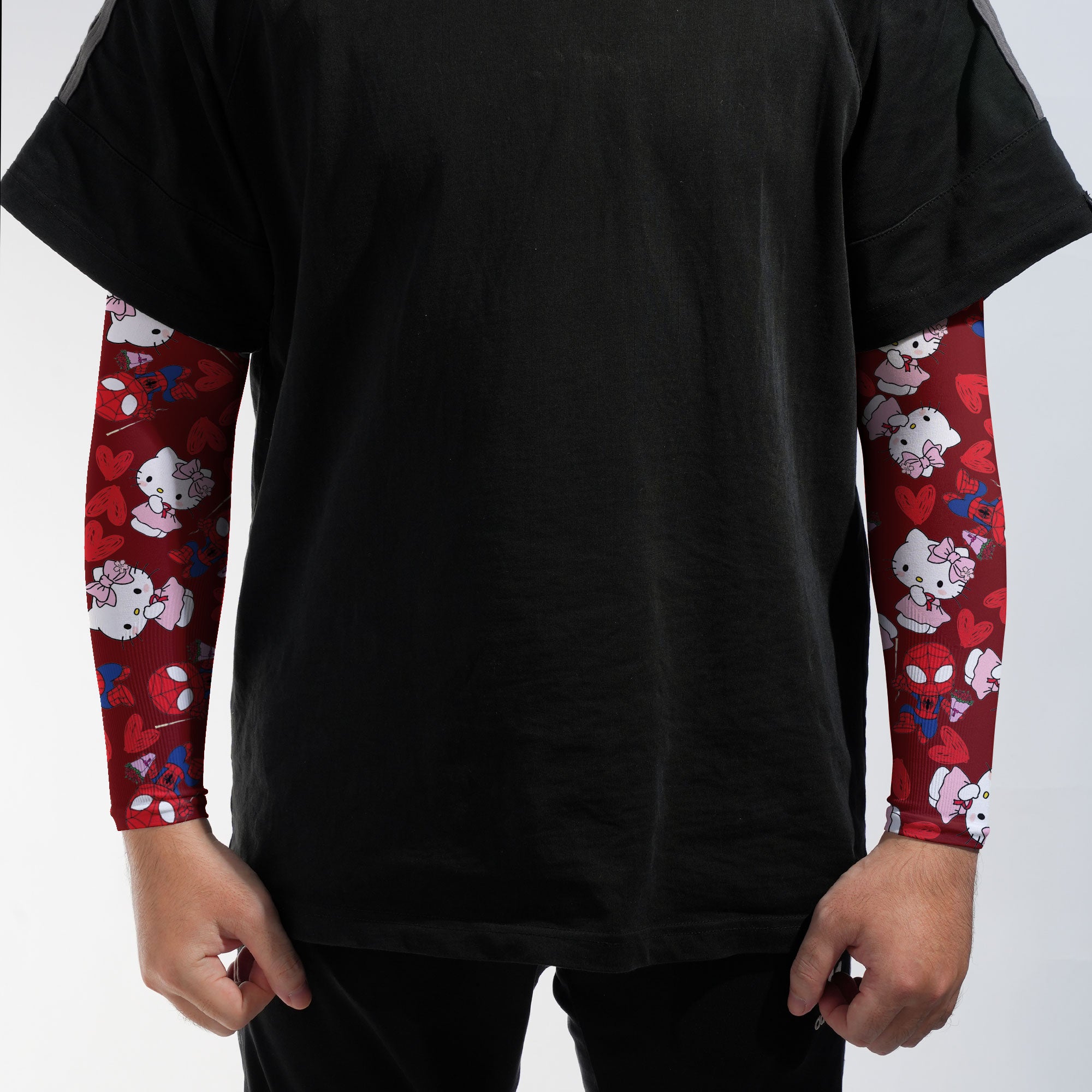 Arm Sleeves Spider Kitty Flower Red