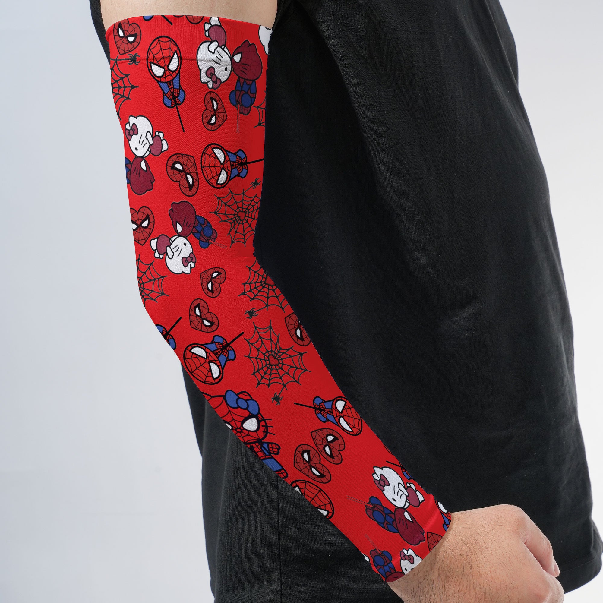 Arm Sleeves Spider Kitty Heart Kiss Red