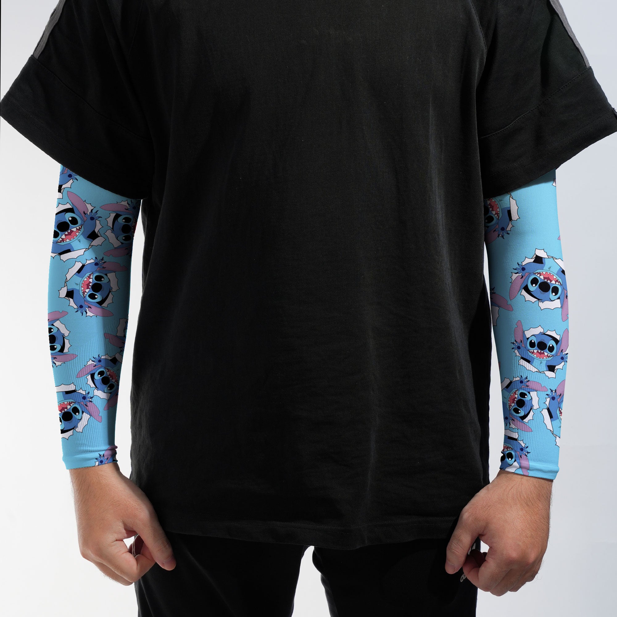 Arm Sleeves Stitch Cyan