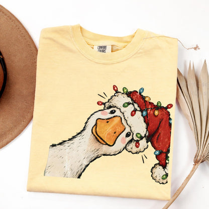 Jolly Christmas Goose Comfort Colors T-Shirt