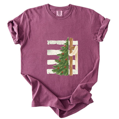Christmas Tree Cross Design Comfort Colors T-Shirt & Gildan Sweatshirt