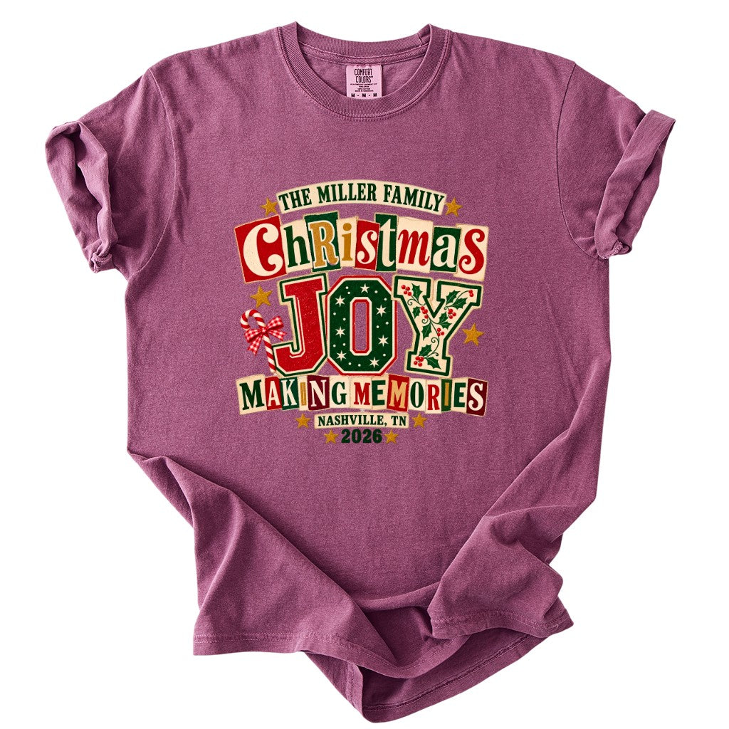 Personalized Christmas Joy Family Shirt - Comfort Colors T-Shirt / Gildan Sweatshirt