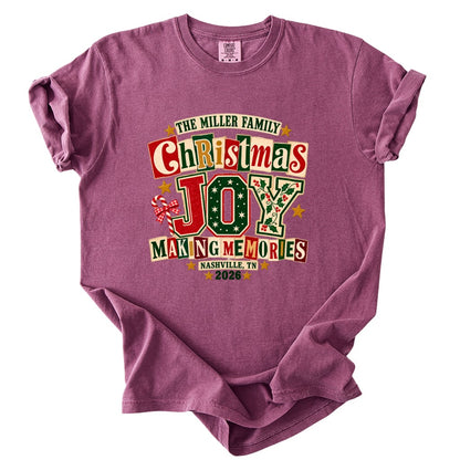 Personalized Christmas Joy Family Shirt - Comfort Colors T-Shirt / Gildan Sweatshirt