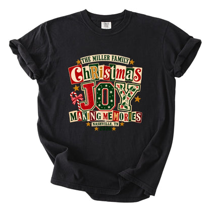 Personalized Christmas Joy Family Shirt - Comfort Colors T-Shirt / Gildan Sweatshirt