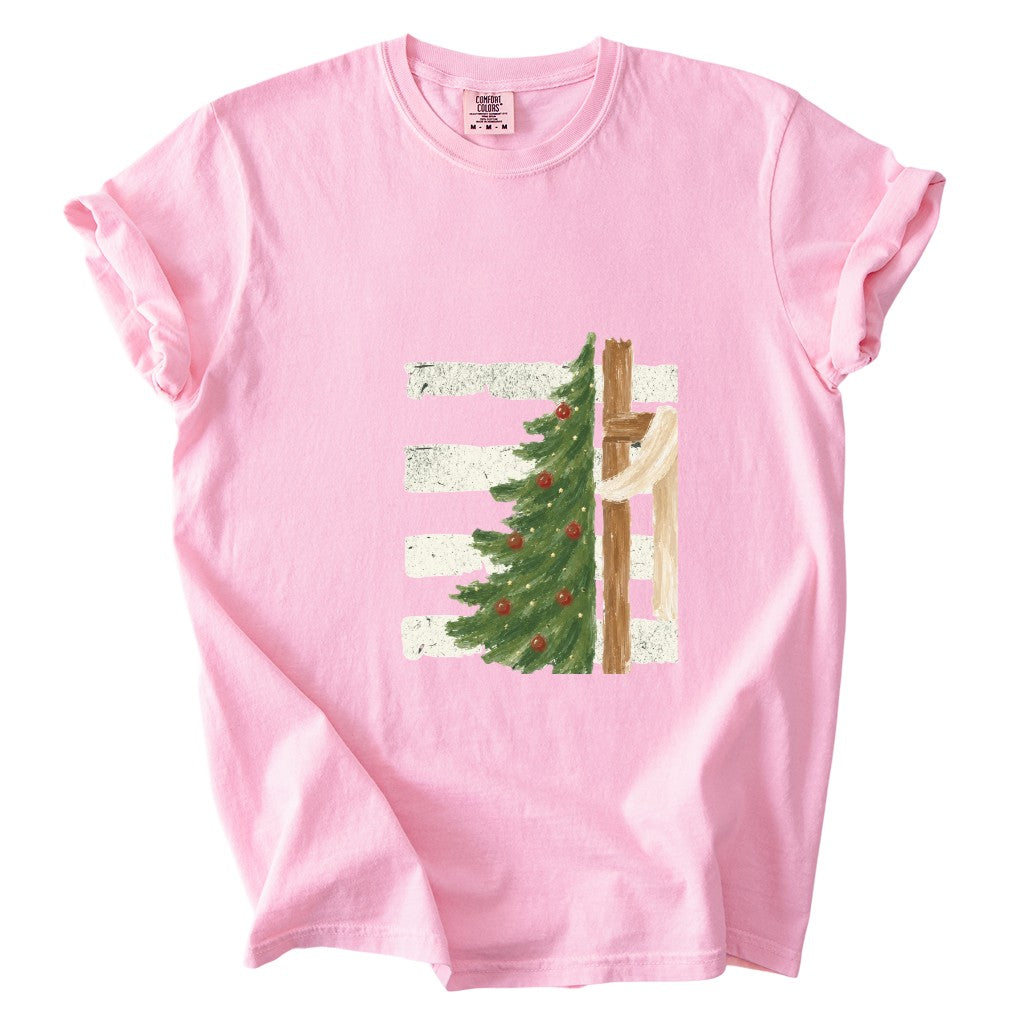 Christmas Tree Cross Design Comfort Colors T-Shirt & Gildan Sweatshirt