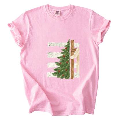 Christmas Tree Cross Design Comfort Colors T-Shirt & Gildan Sweatshirt