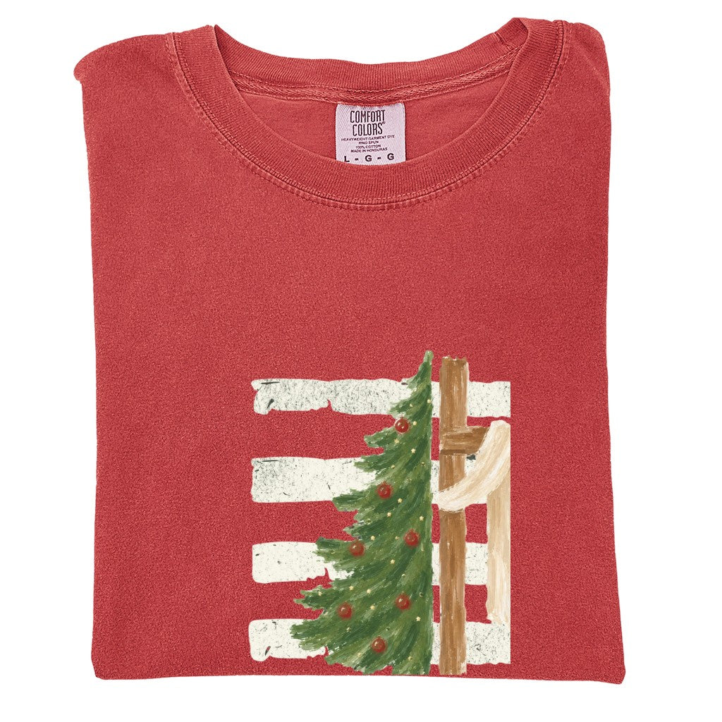 Christmas Tree Cross Design Comfort Colors T-Shirt & Gildan Sweatshirt