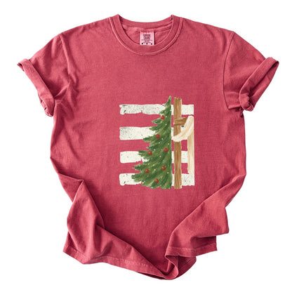 Christmas Tree Cross Design Comfort Colors T-Shirt & Gildan Sweatshirt